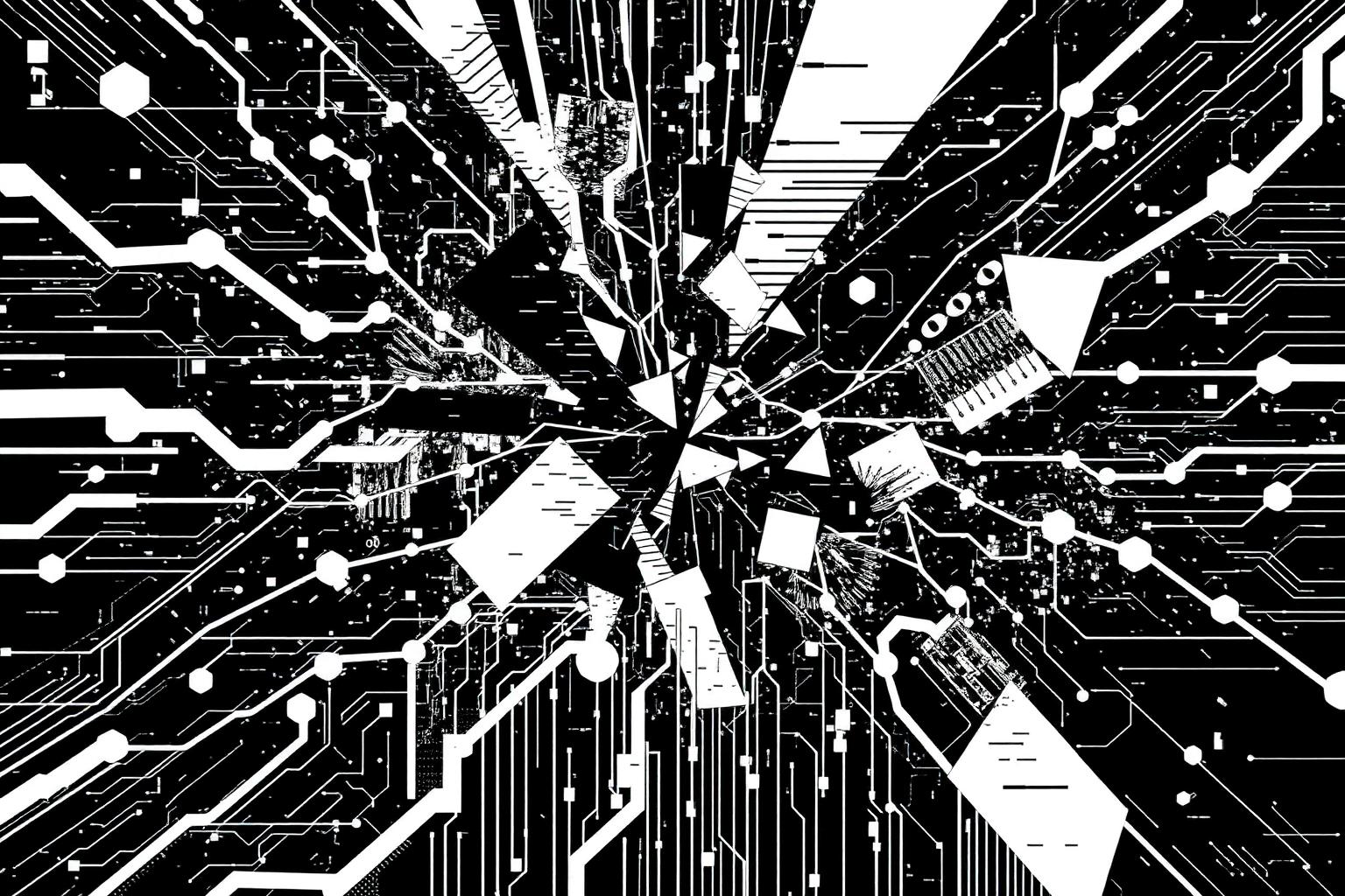 Illustrazione editoriale di reti neurali sotto attacco