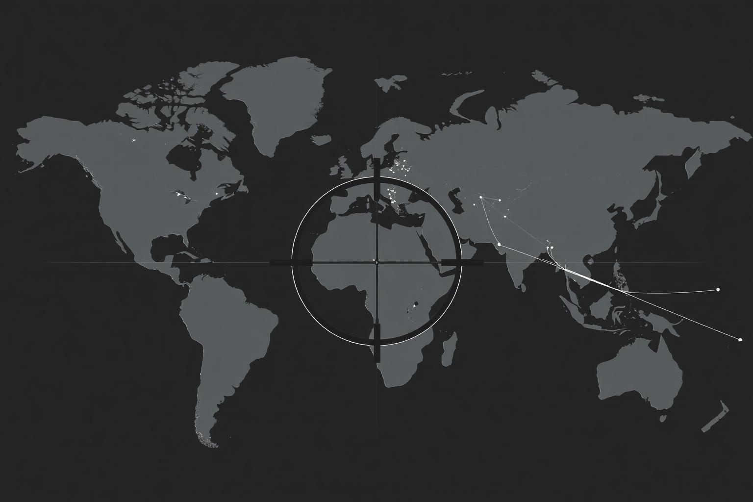 Illustrazione editoriale di analisi geopolitica e OSINT